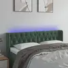 vidaXL Tête de lit à LED Vert foncé 163x16x78/88 cm Velours