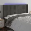 vidaXL Tête de lit à LED Gris foncé 203x16x118/128 cm Velours