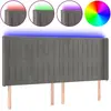 vidaXL Tête de lit à LED Gris clair 183x16x118/128 cm Velours