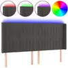 vidaXL Tête de lit à LED Gris foncé 183x16x118/128 cm Velours