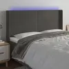 vidaXL Tête de lit à LED Gris foncé 183x16x118/128 cm Velours