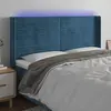 vidaXL Tête de lit à LED Bleu foncé 183x16x118/128 cm Velours