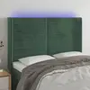 vidaXL Tête de lit à LED Vert foncé 147x16x118/128 cm Velours