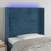 vidaXL Tête de lit à LED Bleu foncé 93x16x118/128 cm Velours