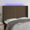 vidaXL Tête de lit à LED Marron foncé 147x16x118/128 cm Tissu