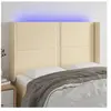 vidaXL Tête de lit à LED Crème 147x16x118/128 cm Tissu