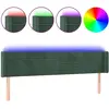 vidaXL Tête de lit à LED Vert foncé 203x16x78/88 cm Velours