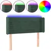 vidaXL Tête de lit à LED Vert foncé 103x16x78/88 cm Velours