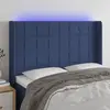 vidaXL Tête de lit à LED Bleu 147x16x118/128 cm Tissu