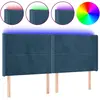 vidaXL Tête de lit à LED Bleu foncé 203x16x118/128 cm Velours