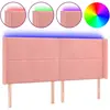 vidaXL Tête de lit à LED Rose 163x16x118/128 cm Velours
