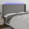 vidaXL Tête de lit à LED Gris foncé 163x16x118/128 cm Tissu
