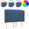 vidaXL Tête de lit à LED Bleu foncé 147x16x118/128 cm Velours