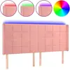 vidaXL Tête de lit à LED Rose 163x16x118/128 cm Velours