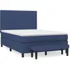 vidaXL Lit à sommier tapissier avec matelas Bleu 140x200 cm Tissu