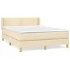 vidaXL Sommier à lattes de lit avec matelas Crème 140x200 cm Tissu