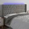 vidaXL Tête de lit à LED Gris clair 203x16x118/128 cm Velours