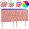 vidaXL Tête de lit à LED Rose 203x16x118/128 cm Velours