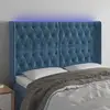 vidaXL Tête de lit à LED Bleu foncé 147x16x118/128 cm Velours