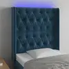vidaXL Tête de lit à LED Bleu foncé 83x16x118/128 cm Velours