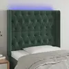 vidaXL Tête de lit à LED Vert foncé 93x16x118/128 cm Velours