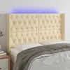 vidaXL Tête de lit à LED Crème 147x16x118/128 cm Tissu