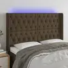 vidaXL Tête de lit à LED Marron foncé 147x16x118/128 cm Tissu