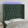 vidaXL Tête de lit à LED Vert foncé 103x16x118/128 cm Velours