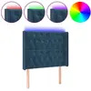 vidaXL Tête de lit à LED Bleu foncé 103x16x118/128 cm Velours