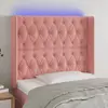 vidaXL Tête de lit à LED Rose 103x16x118/128 cm Velours