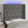 vidaXL Tête de lit à LED Gris foncé 93x16x118/128 cm Tissu