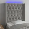 vidaXL Tête de lit à LED Gris clair 83x16x118/128 cm Velours