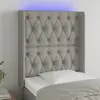 vidaXL Tête de lit à LED Gris clair 83x16x118/128 cm Tissu