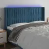 vidaXL Tête de lit à LED Bleu foncé 203x16x118/128 cm Velours