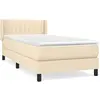 vidaXL Sommier à lattes de lit et matelas Crème 90x190 cm Tissu