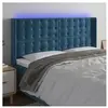 vidaXL Tête de lit à LED Bleu foncé 163x16x118/128 cm Velours