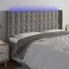 vidaXL Tête de lit à LED Gris clair 183x16x118/128 cm Velours