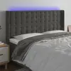 vidaXL Tête de lit à LED Gris foncé 183x16x118/128 cm Velours
