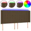vidaXL Tête de lit à LED Marron foncé 163x16x118/128 cm Tissu