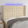 vidaXL Tête de lit à LED Crème 147x16x118/128 cm Tissu