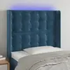 vidaXL Tête de lit à LED Bleu foncé 103x16x118/128 cm Velours
