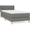 vidaXL Sommier à lattes de lit avec matelas Gris foncé 90x200 cm Tissu