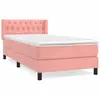 vidaXL Sommier à lattes de lit avec matelas Rose 100x200 cm Velours