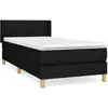 vidaXL Sommier à lattes de lit avec matelas Noir 90x200 cm Tissu
