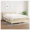 vidaXL Sommier à lattes de lit avec matelas Crème 140x200 cm Tissu