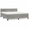 vidaXL Sommier à lattes de lit et matelas Gris clair 160x200cm Velours