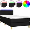 vidaXL Sommier à lattes de lit avec matelas et LED Noir 90x200cm Tissu