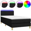 vidaXL Sommier à lattes de lit avec matelas et LED Noir 90x190cm Tissu