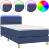 vidaXL Sommier à lattes de lit avec matelas et LED Bleu 90x190cm Tissu