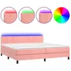 vidaXL Sommier à lattes de lit avec matelas et LED Rose 200x200 cm